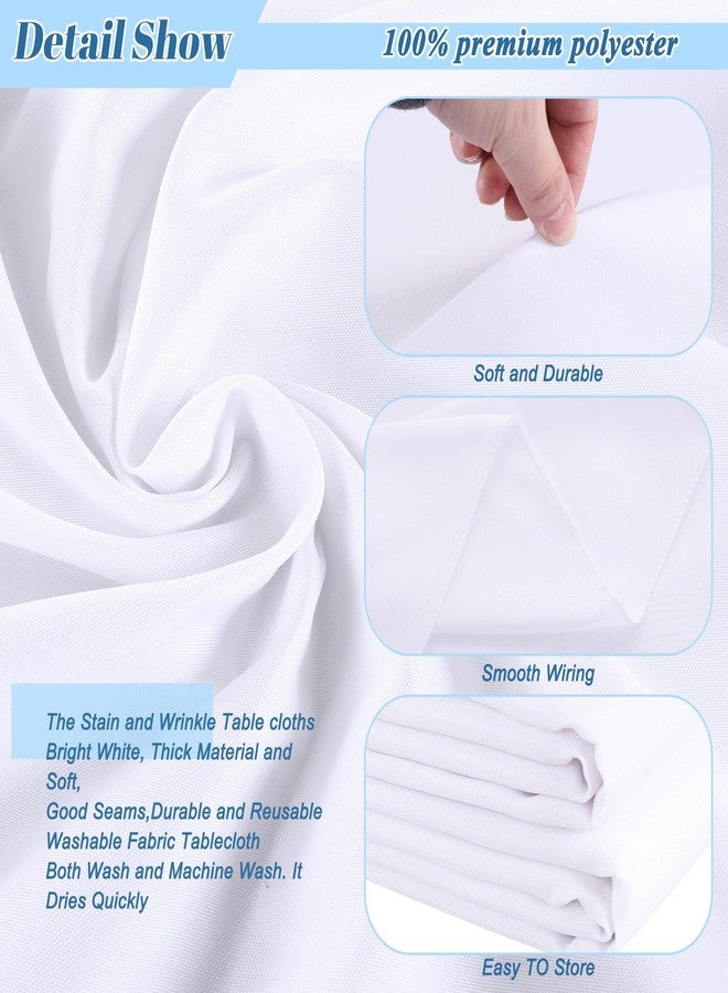 Kesfey 6 Packs White Round Table Cloths 90 Inch White Polyester Circle Bulk Linen Tablecloth Wrinkle Resistant Tablecloths Washable High Density Fabric Tablecovers for Wedding Camping Banquet Parties - Image 3